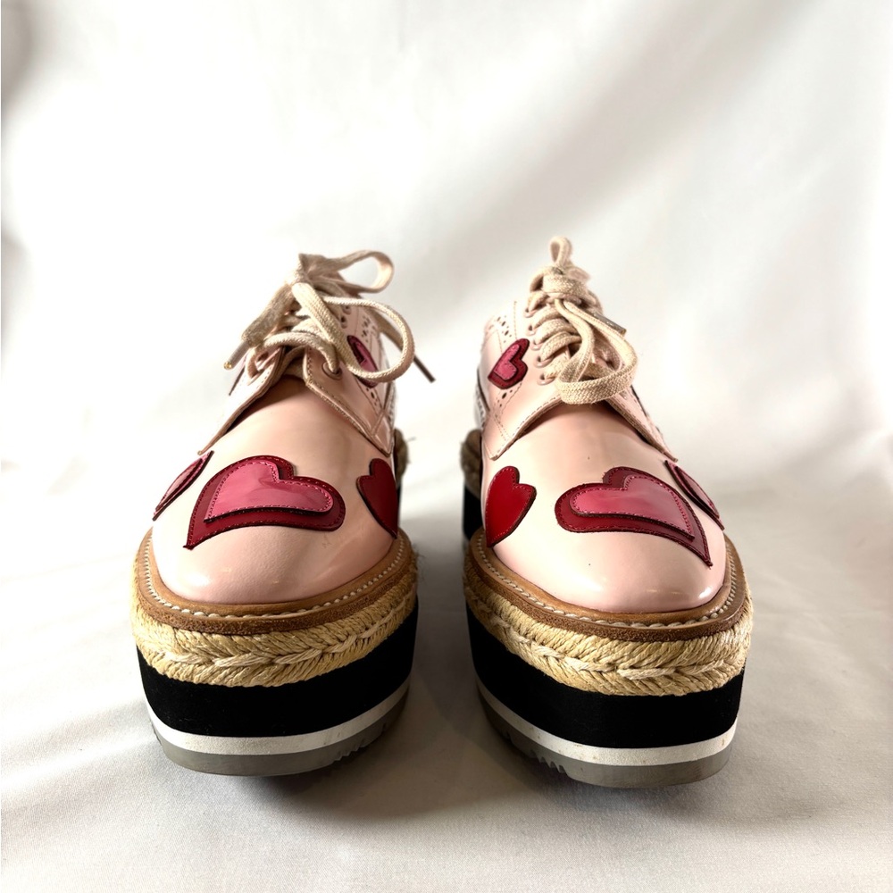 Prada Pink Heart Patent Platform Oxfords | Vintage Designer Espadrilles